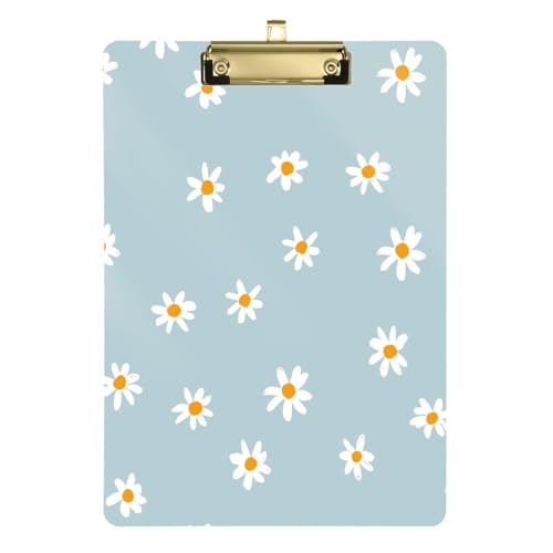 Ordner-Klemmbrett Chrysanthemen Blumen Hellblau Standard A4 Briefgröße Klassisches Klemmbrett für das erste Jahr Lehrer Must Haves 12 x 9 mit Metallclip von GuoChe