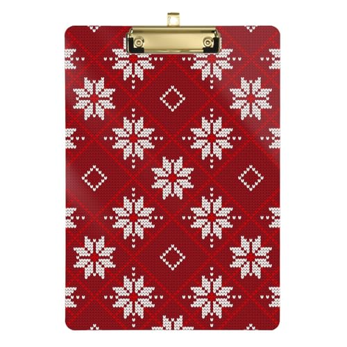 Ordner-Klemmbrett Frohe Weihnachten Schneeflocken Rot Standard A4 Briefgröße Coole Klemmbretter für Krankenschwestern Hausbauunternehmer 30,5 x 22,9 cm mit Metallclip von GuoChe