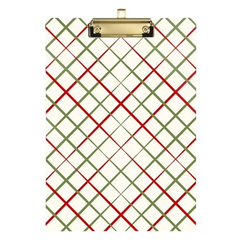 Ordner-Klemmbrett Frohe Weihnachten Urlaub Rot Grün Beige Standard A4 Briefgröße Krankenpflege Klemmbretter für Polizei Büro Krankenschwester Fußball Trainer 30,5 x 22,9 cm mit Metallclip von GuoChe