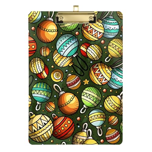 Personalisiertes Klemmbrett Frohe Weihnachten Urlaub Retro Grün Acryl Rechtliche Größe Klemmbrett für Softball-Trainer 30,5 x 22,9 cm mit Metallclip von GuoChe