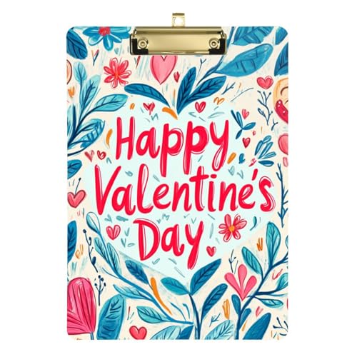 Polizei-Klemmbrett, niedliche Blumenherzen, Happy Valentine's Day, A4, Papier-Blatt-Klemmbretter für Fußball, Softball, Coaching, 30,5 x 22,9 cm, mit Metallclip von GuoChe