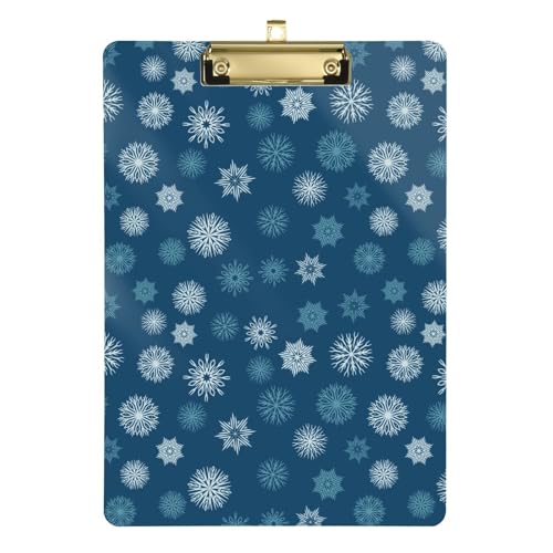 Polizei-Klemmbrett Frohe Weihnachten Schneeflocken Blau A4 Papierbogen Klassisches Klemmbrett für Krankenschwestern Hausbauunternehmer 30,5 x 22,9 cm mit Metallclip von GuoChe