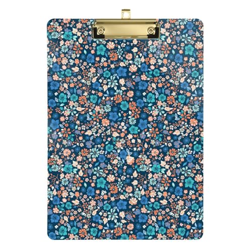 Polizei-Klemmbrett blau Vintage Floral Farmhouse Kunststoff Klemmbrett für Krankenschwestern für Lehrer High School 30,5 x 22,9 cm mit Metallclip von GuoChe