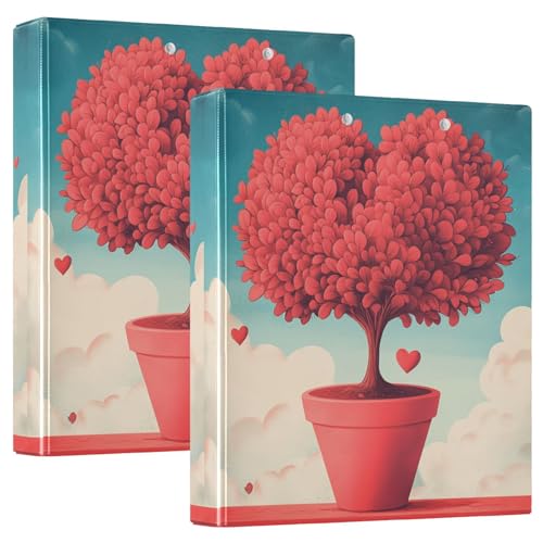 Red Love You Plant Valentine's Day 1 und 1/2 Zoll Notizbuch, runde Ringe, Ordner mit Klemmbrett, 1/2er-Pack, Büroordner, Hardcover, Rot von GuoChe