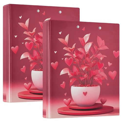 Red Love You Plant Valentine's Day 2,5 cm Ordner, runde Ringe, Notizbuchordner mit Klemmbrett, 1/2 Packung Ordner, ästhetischer Ordner, 200 Blatt von GuoChe