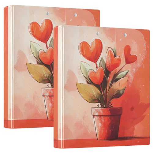 Red Love You Plant Valentine's Day Ordner mit 3 Ringen, 3,8 cm, mit Klemmbrett, 1/2er-Pack, Schulhefter Hardcover von GuoChe