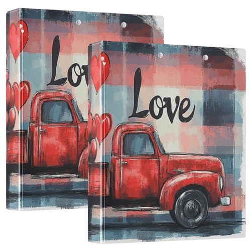 Red Truck Valentinstag Luftballons 1-1/2 Zoll Binder 3-Ringe Binder mit Klemmbrett Packung mit 1/2 sortierten Ordnern 200 Blatt von GuoChe