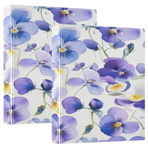 Ringbuch mit 3 Ringen, 1 und 1/2 Zoll, New Brunswick Purple Violet Summer Flowers mit Klemmbrett für Briefgröße (27,9 x 21,6 cm), Hardcover, 1 Packung von GuoChe