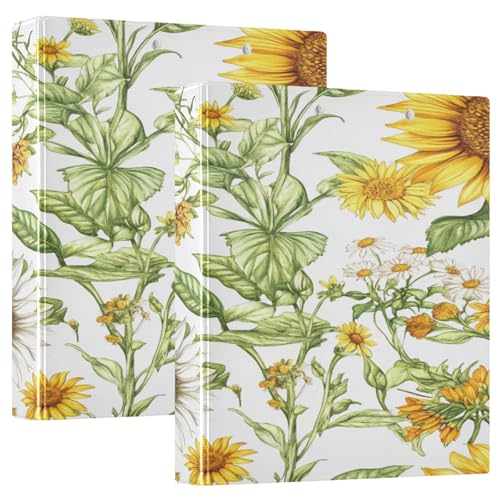 Ringbuch mit 3 Ringen, 1 und 1/2 Zoll, Ukraine, Sonnenblume, Schönheit, Sommerblumen, mit Taschen, Schulbedarf, Binder, Hardcover, 1 Packung von GuoChe