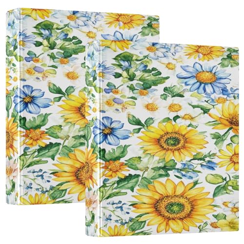 Ringbuch mit drei Ringen, 3,8 cm, Ukraine, Sonnenblumen, Sommerblumen, mit Taschen, Ordner für Studenten, Hardcover, 1 Packung von GuoChe