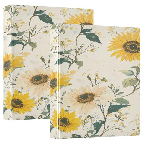 Ringbuch mit runden Ringen, 3,8 cm, Ukraine, Sonnenblume, Schönheit, Sommerblumen, mit Taschen, Schulhefter, Hardcover, 1 Packung von GuoChe