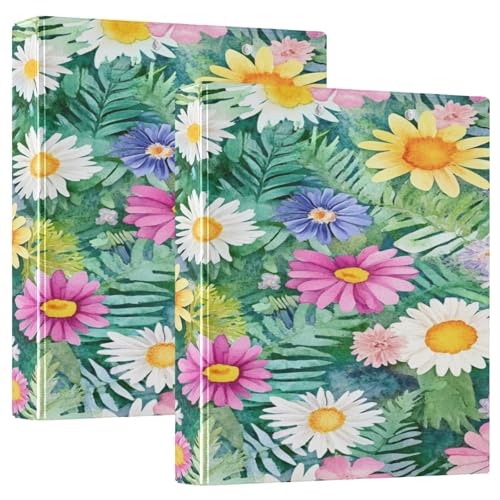 Runde Ringbücher 3,5 cm Neuseeland Silber Farn Schönheit Sommer Blumen mit Taschen College Ordner für Studenten Hardcover 1 Packung von GuoChe