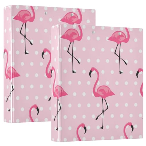 Runde Ringbücher 3,8 cm rosa Flamingo Hoffnung Polka Dots mit Tascheneinband Ordner für Schule 200 Blatt von GuoChe