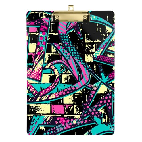 Still-Klemmbrett 1970er Disco Retro Grunge Graffiti Standard A4 Briefgröße Klemmbrett Unzerbrechlich für Lehrer Klassenzimmer Essentials 30,5 x 22,9 cm mit Metallclip von GuoChe