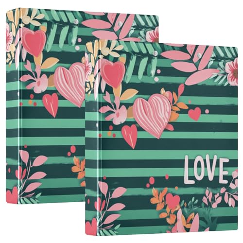 Valentines Day Floral Leaves Peach Ture Love Heart Love 3 Ringbuch 1-1/2 Zoll Notizbuch Ordner mit Klemmbrett, 1/2 Packungen, Ordner für Studenten, 200 Blatt von GuoChe