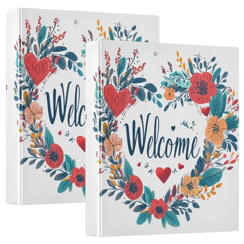 Valentines Day Florals Heart Branch Welcome 3,5 cm Notizbuch, 3 Ringe, Ordner mit Klemmbrett, 1/2 Stück, Bürobedarf, 200 Blatt von GuoChe