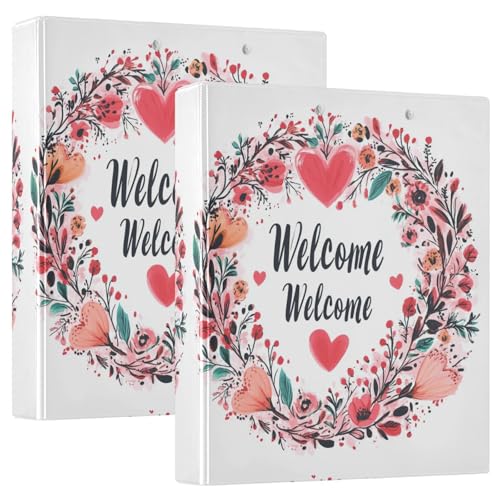 Valentines Day Florals Heart Branch Welcome 3 Ringbücher 3,8 cm Notizbuch mit Tascheneinband, 1/2 Packungen für Briefgröße (27,9 x 21,6 cm), Hardcover von GuoChe