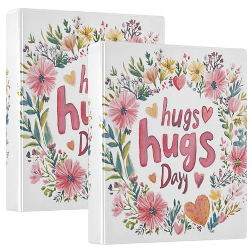 Valentines Day Florals Heart Love Hugs 3-Ring-Ordner 1 und 1/2 Zoll Ordner mit Klemmbrett, 1/2 Packung, Schulbedarf, 200 Blatt von GuoChe