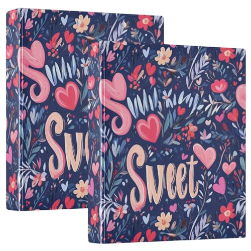 Valentines Day Florals Love Hearts Sweet 1 und 1/2 Zoll Ordner Runde Ringe Notizbuch Ordner mit Klemmbrett, Packung mit 1/2 sortierten Ordnern, 200 Blatt von GuoChe