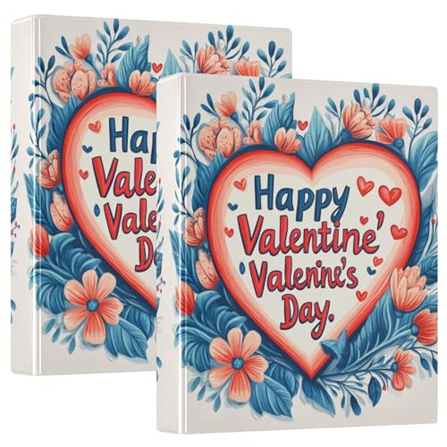 Valentines Day Florals Red Love Heart Petals Happy Valentine's Day 3,5 cm Notizbuch, runde Ringe, Ordner mit Klemmbrett, 1/2er-Pack, Bürobedarf, Hardcover von GuoChe