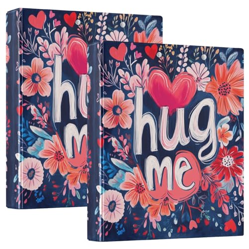 Valentines Day Florals Red Love Heart Petals Hug Me Notizbuch, 3 Ringbücher mit Klemmbrett, 1/2 Packungen, Büroordner, Hardcover von GuoChe