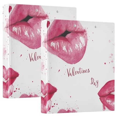 Valentines Day Sexy Lips 1 und 1/2 Zoll Ordner, runde Ringe mit Klemmbrett, 1/2 Packung, sortierte Ordner, Hardcover von GuoChe