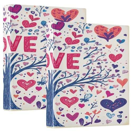 Valentines Day Tree Love Hearts Love 3-Ringbuch 1 und 1/2 Zoll Ordner mit Taschen, 1/2 Packungen, Schulbedarf, Hardcover von GuoChe