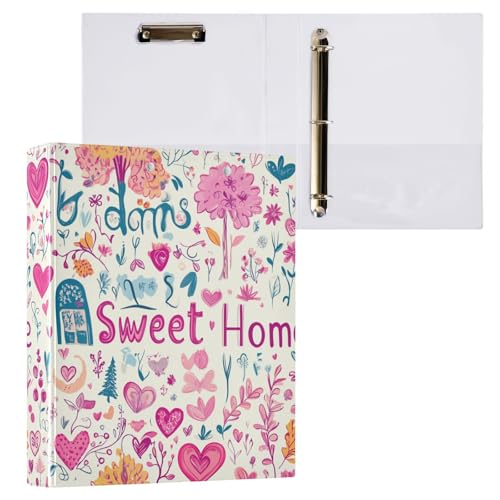 Valentines Day Tree Peach Love Heart Home Sweet Home 3,8 cm Ringordner mit Klemmbrett, 1/2 Stück, Bürobedarf, Hardcover von GuoChe