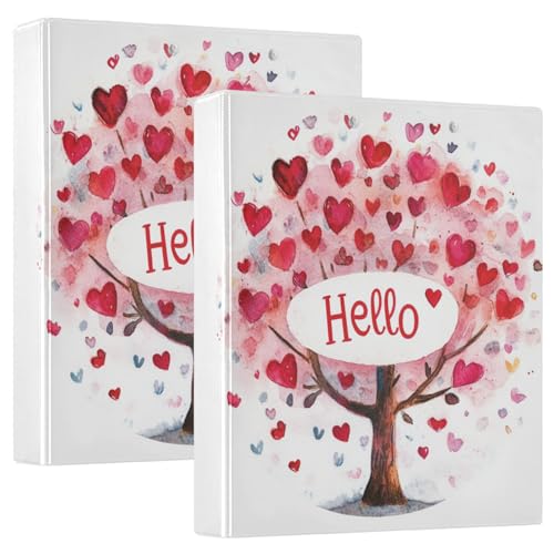 Valentines Day Tree Red Love Heart Hello Notizbuch, 3-Ringbuch mit Klemmbrett, 200 Blatt von GuoChe