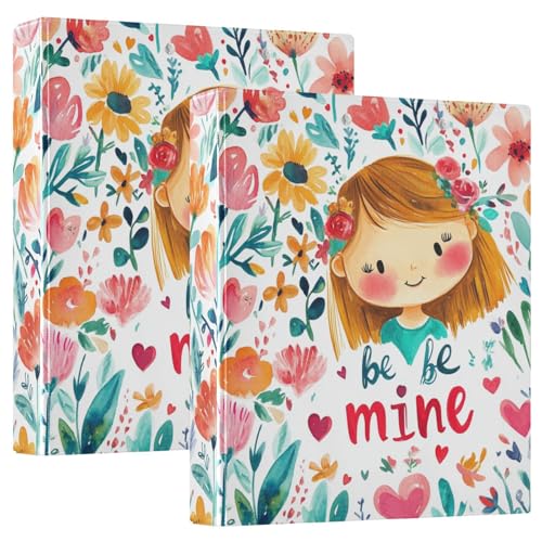 Valentinstag Blumen Herz Love Be Mine 3,5 cm Ordner 3 Ringe Notizbuch Ordner mit Klemmbrett 1/2 Pack Bürobedarf 200 Blatt von GuoChe