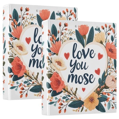 Valentinstag Blumen Herz Zweig Love You Mose 3,8 cm Ringbücher mit Klemmbrett 1/2 Packung Ordner sortiert Hardcover von GuoChe