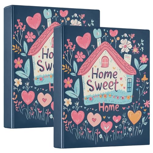 Valentinstag Blumen Herzförmige Knöpfe Home Sweet Home 3 Ringbuch 1,2 Zoll Ordner mit Taschen 1/2 Packung Ordner Schulordner 200 Blatt von GuoChe