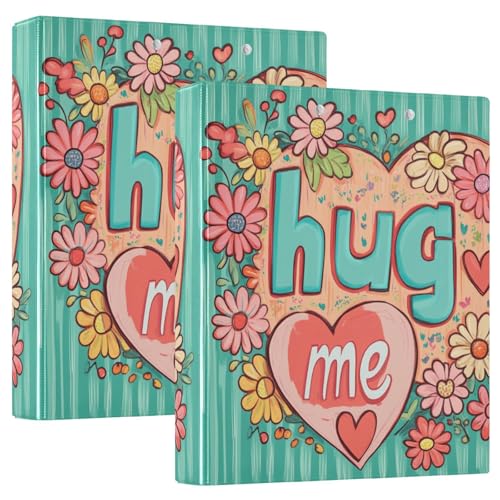 Valentinstag Blumen Herzförmige Knöpfe Hug Me 3 Ringbuch 1 1/2 Zoll Ordner mit Taschen Packung mit 1/2 Schulhefter 200 Blatt von GuoChe