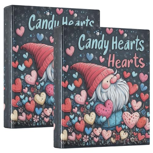 Valentinstag Blumen Liebe Herz Zwerg Süßigkeiten Herzen 3 Ringe Ordner 1-1/2 Zoll Ordner mit Klemmbrett 1/2 Pack College Ordner für Studenten Hardcover von GuoChe