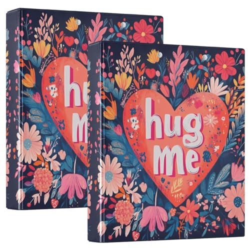 Valentinstag Blumen Pfirsich Ture Love Heart Hug Me 3 Ringbuch 3,8 cm Notizbuch mit Tascheneinband 1/2 Packung Ordner Schulbedarf Hardcover von GuoChe