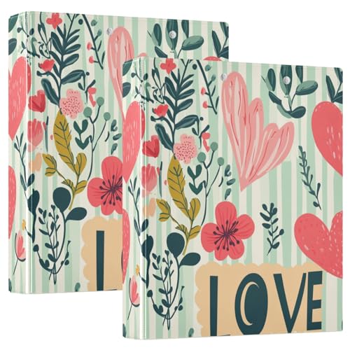 Valentinstag Blumenblätter Pfirsich Ture Love Heart Love 1 und 1/2 Zoll Ordner 3 Ringe Ordner mit Klemmbrett 1/2 Pack Büro Binder Supplies Hardcover von GuoChe