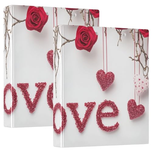 Valentinstag Rose 3,8 cm Ordner 3 Ringbücher mit Taschen 1/2 Pack Aesthetic Binder Hardcover von GuoChe