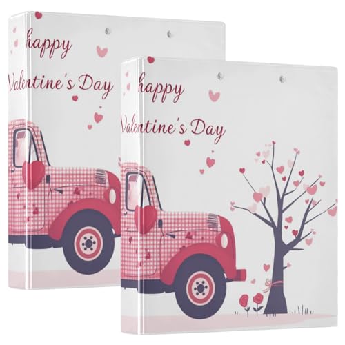 Valentinstag rot und schwarz kariert LKW Herzförmige Luftballons Drei Ringe Binder 3,8 cm Ordner mit Klemmbrett 1/2 Pack Schulordner 200 Blatt von GuoChe