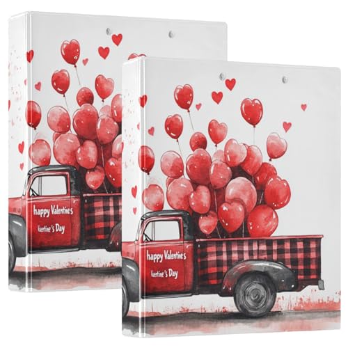 Valentinstag rot und schwarz karierte LKW-Luftballons 3,8 cm Ordner mit drei Ringen Ordner mit Klemmbrett 1/2 Pack Büroordner 200 Blatt von GuoChe