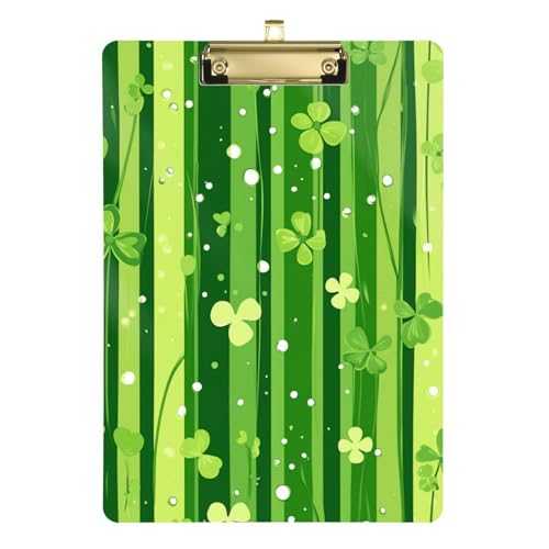 Wasserdichtes Klemmbrett St. Patrick's Day Lucky Green Clover Wasserdichtes Quittungs-Kleebrett für Volleyball-Baseball-Trainer 30,5 x 22,9 cm mit Metallclip von GuoChe