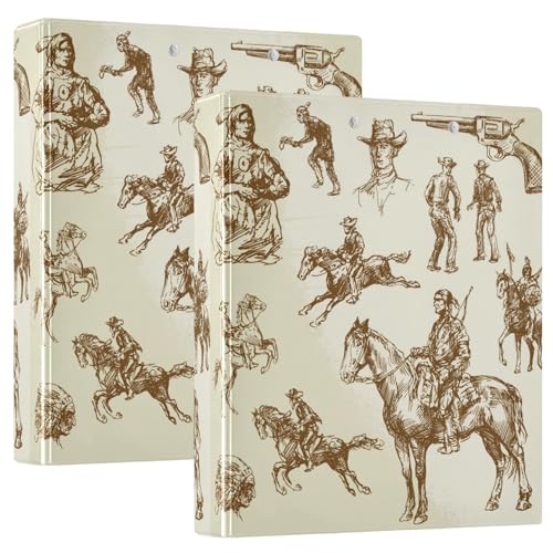 Western Mexican Wild West Collection Ordner mit 3 Ringen, 3,5 cm Ordner mit Taschen, 1/2er-Pack, Schulbedarf, Hardcover von GuoChe