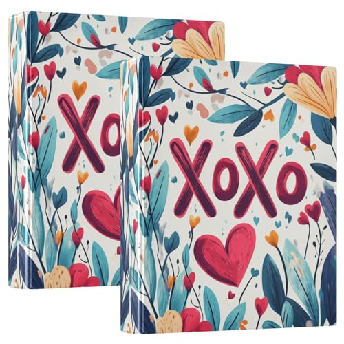 XOXO Notizbuch mit drei Ringen, 3,8 cm (1,5 Zoll), Notizbuchordner mit Klemmbrett, 1/2er-Pack, Collegebänder für Studenten, Hardcover von GuoChe