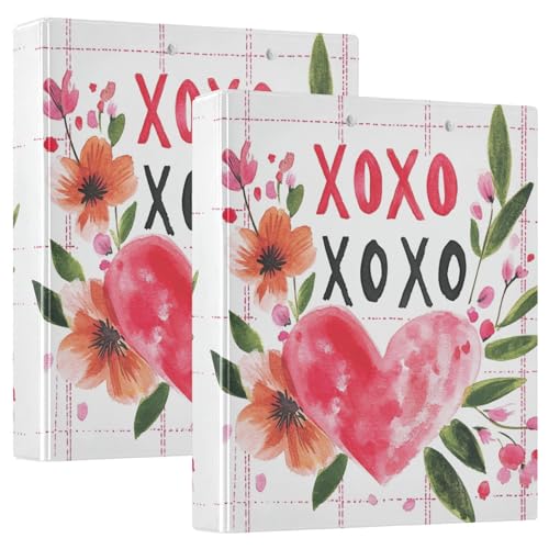 XOXO Ringbuch mit drei Ringen, 3,8 cm, mit Taschen, 1/2 Packungen, Schulbedarf, 200 Blatt von GuoChe