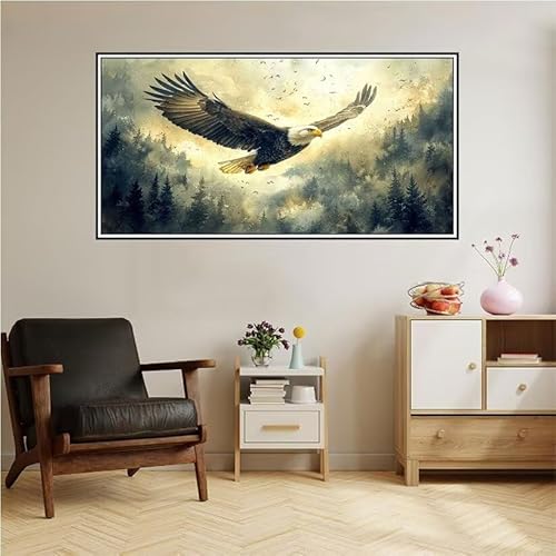 Adler Malen Nach Zahlen Groß 120X60cm Malen Nach Zahlen Erwachsene Traum Malen Nach Zahlen Kinder, Knitterfreie Leinwand, Pinsels Und Acrylfarbe Diy Handgemalt öLgemäLde Kit, Geschenke für Männer-z50 von Guofuos