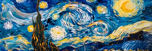 Diamond Painting Van Gogh, Diamond Painting Set Sternenklarer Himmel Diamond Painting Erwachsene XXL 90x270cm, Diamond Painting Eckige Steine Full Drill Kreuzstich Set, Geschenke für frauen -Y-Y362 von Guofuos