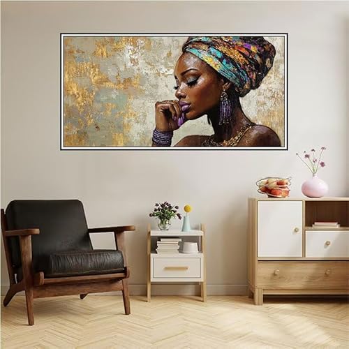 Frau Malen Nach Zahlen Groß 160X80cm Malen Nach Zahlen Erwachsene Afrika Malen Nach Zahlen Kinder, Knitterfreie Leinwand, Pinsels Und Acrylfarbe Diy Handgemalt öLgemäLde Kit, Geschenke für Männer-z30 von Guofuos