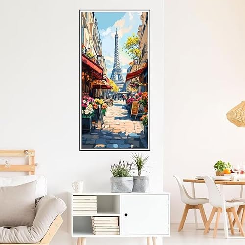 Guofuos Paris Malen Nach Zahlen Groß 120X60cm Malen Nach Zahlen Erwachsene Straße Malen Nach Zahlen Kinder, Knitterfreie Leinwand, Pinsels Und Acrylfarbe Diy Handgemalt Kit, Geschenke für Männer-z615 von Guofuos