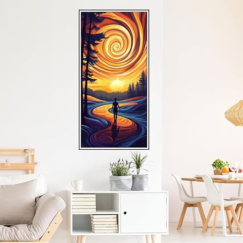 Landschaft Malen Nach Zahlen Groß 100X50cm Malen Nach Zahlen Erwachsene Sonnenuntergang Malen Nach Zahlen Kinder, Knitterfreie Leinwand, Pinsels Acrylfarbe Diy Handgemalt Kit, Geschenke Männer-z1020 von Guofuos