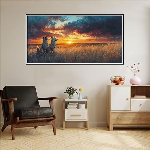 Landschaft Malen Nach Zahlen Groß 160X80cm Malen Nach Zahlen Erwachsene Wolf Malen Nach Zahlen Kinder, Knitterfreie Leinwand, Pinsels Und Acrylfarbe Diy Handgemalt Kit, Geschenke für Männer-z44 von Guofuos