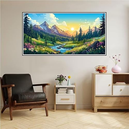 Landschaft Malen Nach Zahlen Groß 200X100cm Malen Nach Zahlen Erwachsene Gebirge Malen Nach Zahlen Kinder, Knitterfreie Leinwand, Pinsels Und Acrylfarbe Diy Handgemalt Kit, Geschenke für Männer-z29 von Guofuos